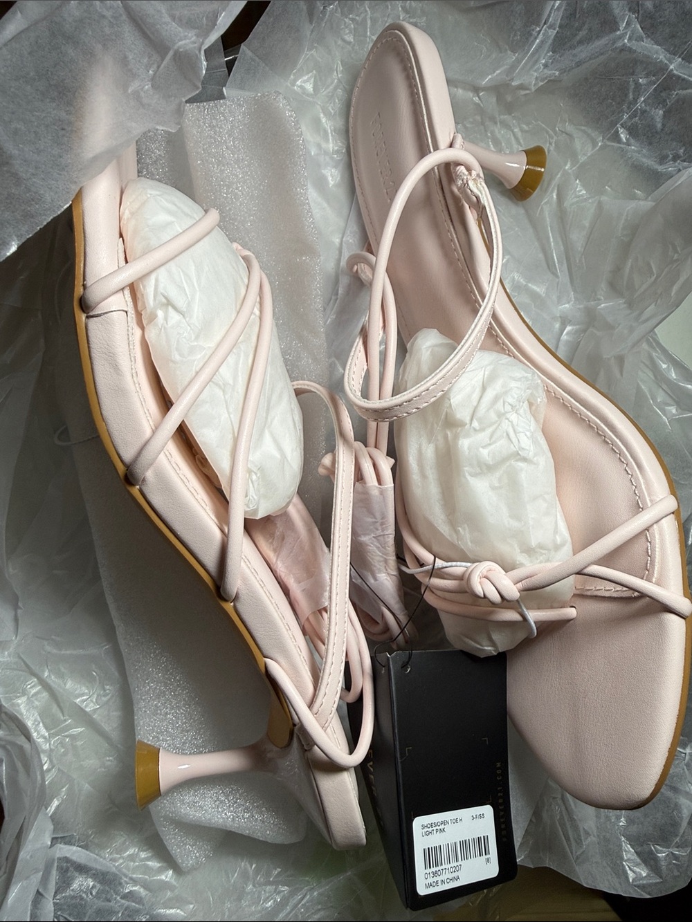 Forever 21 Pale Pink Strappy Kitten Heel Sandals
